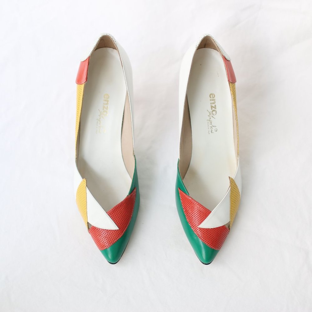 NIB Unique Vintage 80s Colour-Blocked Heels